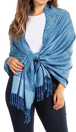 Sakkas 70 x 28 Paisley Self-Design-Schal/Wrap/Stola - Blau