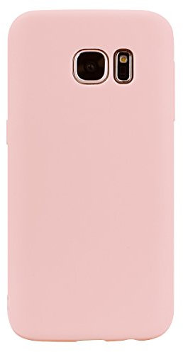 cuzz Schutzhülle für Samsung Galaxy S7 + (1 Stück Displayschutzfolie aus Hartglas), einfarbig, Premium, flexibel, Silikon, TPU, dünn, ultradünn, rutschfest (Hellrosa)