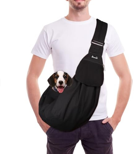 SlowTon Pet Carrier, Dog Cat Hand Free Waterproof Sling Carrier Shoulder Bag Adjustable Strap Tote Bag with Front Pocket Safety Belt Outdoor Travel Puppy Carrier for Daily Use