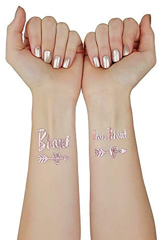 Victoris Team Braut Tattoo Junggesellinnenabschied JGA Bridesmaid Henna Gold Accessoire (Rosé Gold)