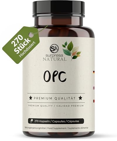 Surpresa Natural OPC Traubenkernextrakt Kapseln hochdosiert I 270 Kapseln I 400mg Extrakt pro Kapsel IOPC Kapseln aus französischen Trauben I Nahrungsergänzungsmittel vegan & laborgeprüft