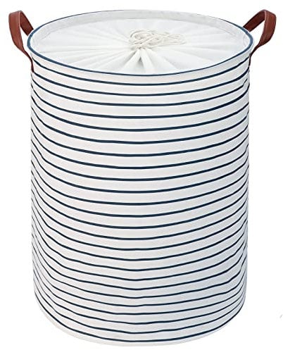 DOKEHOM 24-Inches Verdickte Faltbare Runde Lagerung Wäschekörbe, Baumwolle (Blau, XL) EINWEG