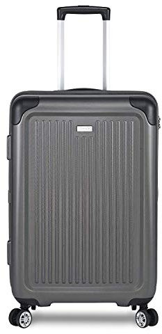 Stratic Stripe Hartschalen-Koffer Trolley Reisekoffer Handgepäck Rollkoffer mit TSA-Schloss 4 Rollen besonders leicht und leise, S, Graphit