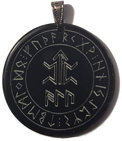 Germanenschmuck Amulett eines Kämpfers mit Schutzformel ALU - Kettenanhänger aus Horn | Amulett, Anhänger f. Kette, Runen