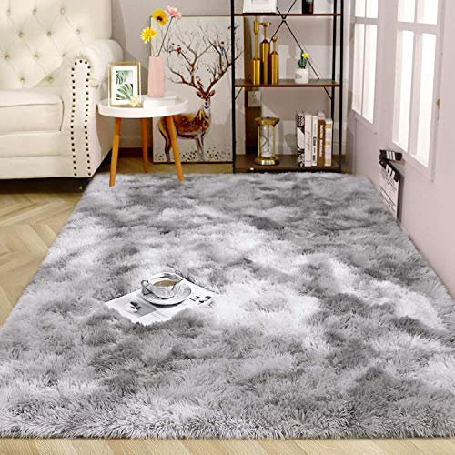 NC Wohnzimmerteppich, modern, ultraweich, für den Innenbereich, flauschig, geeignet für Kinder, Heimdekoration, Teppich für Kinderzimmer, 60 x 120 cm (Farbverlauf, hellgrau)