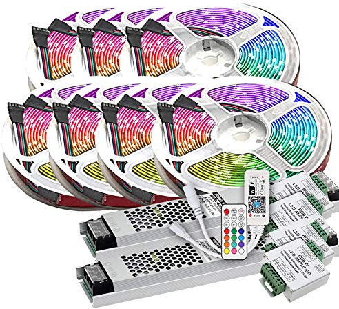 35M PREMIUM 24V RGB+WW RGBW LED Streifen Band Strip 5050 SMD RGB+Warmweiss LED Lichtleiste 900LEDs 60LED's/M+WLAN WiFi controll mit Amazon Alexa/Smartphone +Netzteil ULTRA SLIM TRAFO Sicher