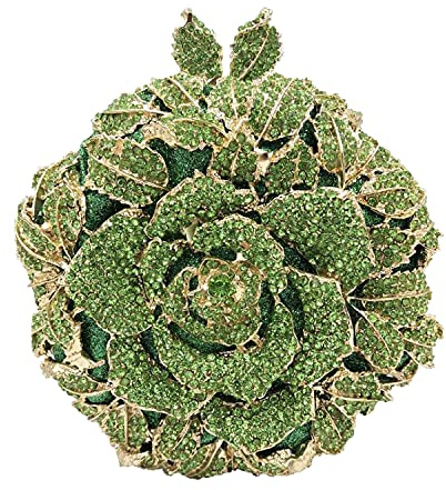 Boutique De FGG Runde Form Rose Blume Kristall Clutch Geldbörsen für Frauen Formale Abendtaschen Hochzeit Party Handtaschen