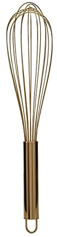 Premier Housewares Hand Wisk for Mixing Gold Finish Stainless Steel Large Handheld Whisker for Baking Rust Resistant Whisks with Firm Grip 8 x 8 x 39 cm