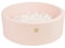 MEOWBABY Piscine À Balles 90X30cm/150 Balles ∅ 7Cm pour Bébé Enfant Rond Fabriqué en UE Rose Clair: Blanc/Transparent/Blanc Perle