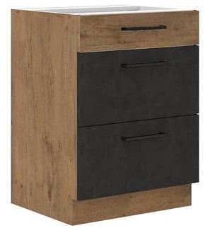 Kuechen-preisbombe Vigo Unterschrank 60 cm Eiche Lancelot Matera Grau Vollauszug Soft-Close Küche