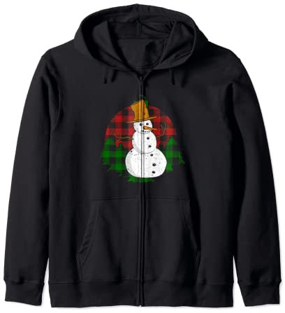 Bonhomme de neige Plaid Ampoule d'arbre de Noël Forêt d'hive Sweat à Capuche