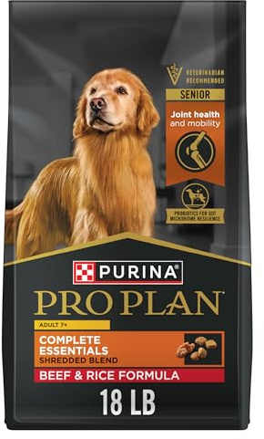 Purina Pro Plan Senior Dog Food, 7 Plus Shredded Blend Beef and Rice Formula Dry Dog Food, 18 lb. Bag