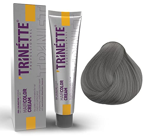 Trinette Professionelle Silbergrau Permanente Haarfarbe Creme 100 ml – Moderne Grautöne, Rauchige & Silberne Farbergebnisse, Hohe Deckkraft, Langanhaltende Salonqualität - Silver Gray