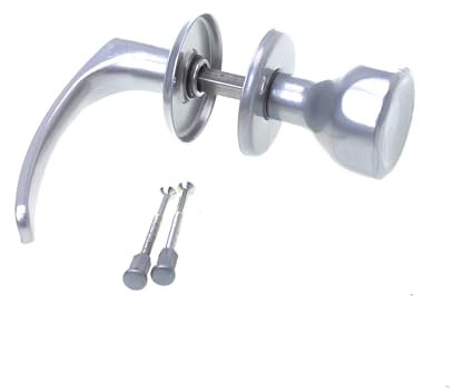 Aqbau® Türdrücker mit Türknopf drehbar | Knopfdrücker | Türknauf | Knauf | Komplettes Set inkl. Bolzen und Schrauben (Silber)