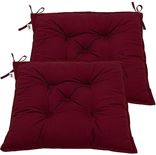 STILISTA® 2er Set Sitzkissen 40 x 40 x 8 cm Visco Effekt Indoor und Outdoor, dunkelrot