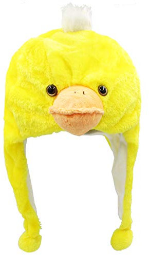 Glamexx24 Gorro de peluche para disfraz de animal, gorro de carnaval, pingüino, tigre, cosplay para niños, Pato Amarillo, Talla única