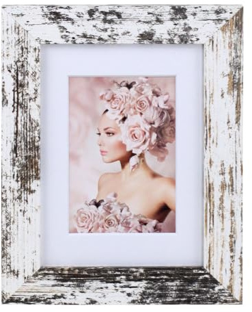 IDEAL TREND Bilderrahmen Holz Rahmen Plexi Acryl Collage Wanddeko Poster quadratisch S215: Farbe: Shabby-Weiß | Format: 13x18