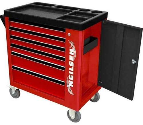 Neilsen CT4904 6 Drawer Roller Tool Cabinet With 155pc Tool Set - 84cm Length | 90cm Height | 45cm Depth | 1/4in, 3/8in, 1/2in Drive Sockets, Ratchets, Spanners, Pliers & Screwdrivers