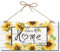 CREATCABIN Bless This Home with Love and Laughter - Letrero de Madera para Puerta Diseño de Girasol Verso Inspirador para Colgar En Interiores Y Exteriores Hogar Patio Porche Cocina Jardín Granja