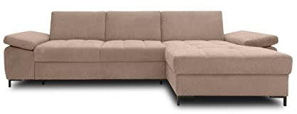 DOMO. collection Ecksofa Curacao, Schlafsofa mit Federkern und Armlehnfunktion in L-Form, Couch mit Schlaffunktion, Sofa, Polsterecke 297 x 160 x 84 cm (BxTxH), coffee (braun)