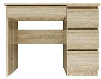 CDF Kinderschreibtisch Artisan Eiche & Anthrazit mit 4 Schubladen Links – höhenverstellbar 60–80 cm, ergonomisch & kindersicher, MDF-Platte, Stabiler Rahmen – für Schule, Lernen & Spielen