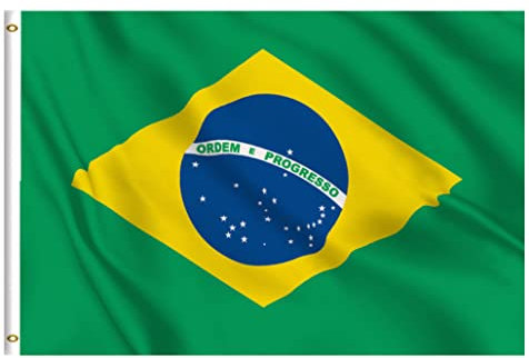 Shonye 150x90cm Bandera de Brasil, Bandera Brasileño con 2 Ojales de Metal, Bandera Nacional Brasileño de Color Brillante, Decorada en Eventos Deportivos, Fiestas, Desfiles