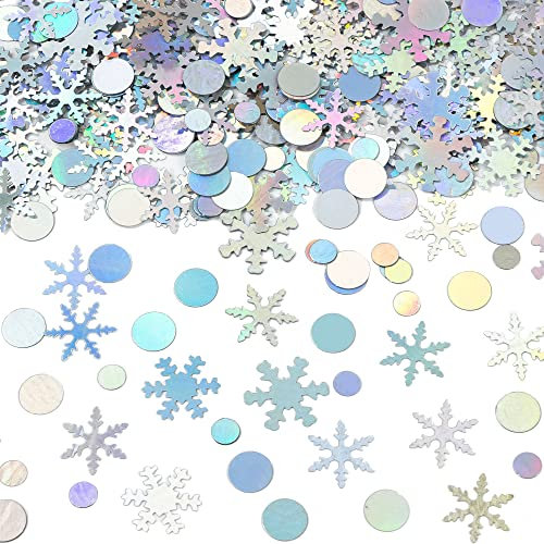 Gyufise Silver 1500 Pcs Snowflakes DIY Wintry Table Sprinkles for Holiday, Xmas, Wedding & Winter Wonderland