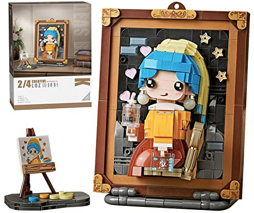 MEIEST Mini Bloc Mignon Ensemble de modèles de Peinture 3D, Simulation de Particules Diorama Collection de Construction Blocs Jouets, décoration de la Maison (Perles Boucles d'oreilles Fille)
