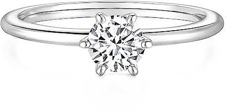 Titaniumcentral Damen Ringe Schmal Vorsteckring Gold Silver Rund Zirkonia Schlicht Zierlich Verspreche Verlobungsringe Eheringe (Silber,60 (19.1))