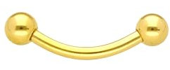 OTHER Piercing Augenbrauen Banane Titan Curved Barbell Piercing Lippenpiercing Augenbrauenpiercing Damen Herren Labret Septum Ring Helix Rook Ohr Schmuck Piercings Gold 1,2x6x2,5 mm