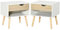 HOMCOM Lot de 2 Tables de Chevet, Tables de Nuit, avec tiroirs, Design Moderne, Pieds en Bois Massif, 50 x 39 x 51 cm, Blanc et Bois Naturel