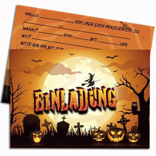 JOYEASE 15 x Halloween Einladungskarten Kinder - gruselige Einladung für Halloween Party - Witzige Einladungskarte zum Halloween Kindergeburtstag