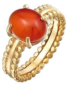 Elli Ring PREMIUM Ring Damen Statement Twisted mit Karneol in 925 Sterling Silber vergoldet