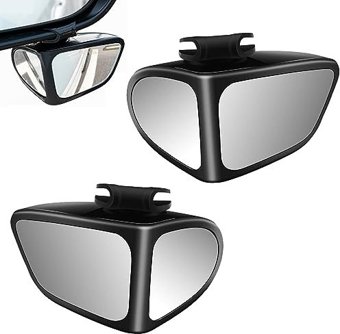 Eowppue Blind Spot Mirrors for Universal Cars - 360° Convex Wide Angle Wing Mirrors, Rear View Safety Solution for Clear Driving, Fits Car, SUV - Easy Install - 2 Pack(Black)