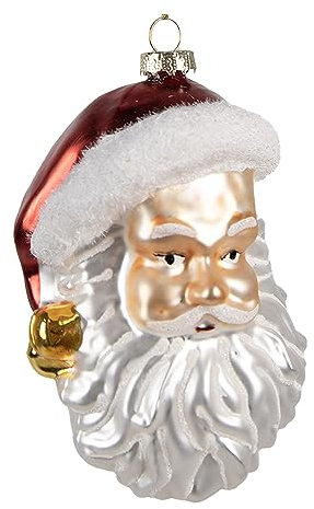 Clayre & Eef Weihnachtsanhänger Weihnachtsmann 12 cm Weiß Glas Weihnachtsbaumschmuck
