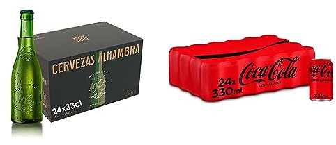 Alhambra Reserva 1925, Edición Especial, Cerveza Dorada Lager, Pack de 24 Botellas x 33 cl & Coca-Cola Zero Azúcar - Refresco de cola sin azúcar, sin calorías - Pack 24 latas 330 ml