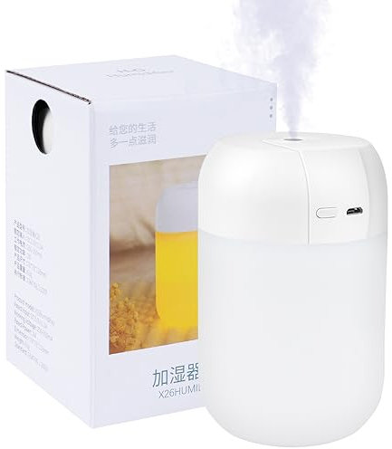 Vicloon Mini Air Humidifier, USB Luftbefeuchter 300ML mit Nachtlichtfunktion, H2O Diffuser für den Innenraum, 2 Sprühmodi Luftbefeuchter Mini Leise Humidifier Diffuser(Weiß)