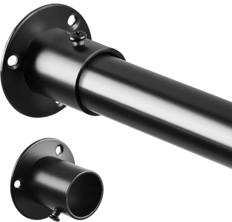 Verstellbare Schwarz Kleiderstange, Ausziehbare Kleiderstange für Schrank, Edelstahl Schrankstange für Balkon und Badezimmer 70cm-193cm, 25MM