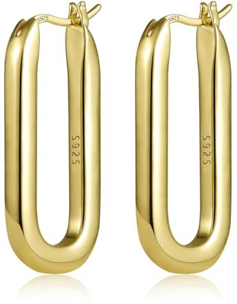 ALEXCRAFT 14K Eckig Ohrringe Creolen Gold für Damen Dick Vergoldete Ohrringe Geschenk für Frauen Freundin Mama Mädchen