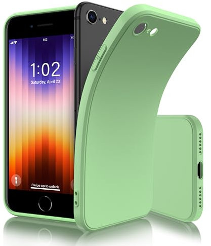 Flyzoo Silikon Hülle für iPhone SE 2022/SE 2020/8/7 (4,7''), Ultra Dünn Weiche TPU Silikonhülle Handyhülle, Slim Fit Stoßfest Bumper Gummi Silikongel Schutzhülle mit Mikrofaserfutter Case Cover, Grün