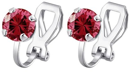 Philip Jones Pendientes de clip de cristal rojo creados con cristales de Zircondia®, Medium, Cristal, Cristal de circonita