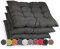 sunnypillow 4er Set Stuhlkissen mit Bändern 40x40 cm - Bequeme Polsterauflage 8cm dick - Auflage für Stühle/Bänke in Haus und Garten Sitzkissen Sitzauflage Gartenkissen Outdoor/Indoor - Anthrazit