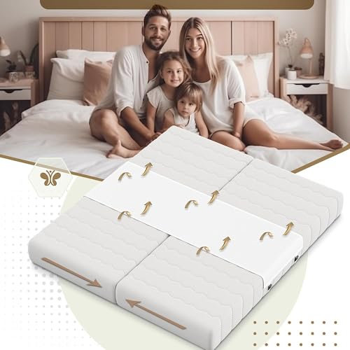 DEVINK Bettbrücke Twin to King, Gap Füllstoff Für EIN Verstellbares Bett, Matratzenanschluss, Besseres Bettband, Bettkonverter -Kit, Um Sich Mit Zwei Zweibetten Anzuschließen(260x60cm,White)