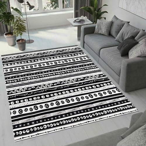 ROUSKI Halloween Teppich Wohnzimmer Schlafzimmer 3D Muster Design Boho Kürbis Teppiche rutschfest Waschbarer Kurzflor Teppich Grösse 180x240 cm Flauschig Weich Soft Home Outdoor Carpet Matte