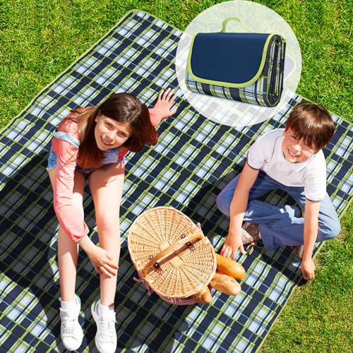 Habaylin Picnic Blanket Waterproof, Extra Large Picnic Mat 200x200CM, Foldable Washable Beach Mat with Carrying Handle, Outdoor Beach Blanket for Camping Park Hiking Visit the Store