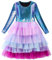 FILOWA Vestito per Ragazza Bambina Tulle Paillettes Manica Lunga Abito Sirena Principessa Vestiti Elegante Viola Verde Sirenetta Carnevale Costume Festa Compleanno Primavera Autunno Regazze 8 Anni