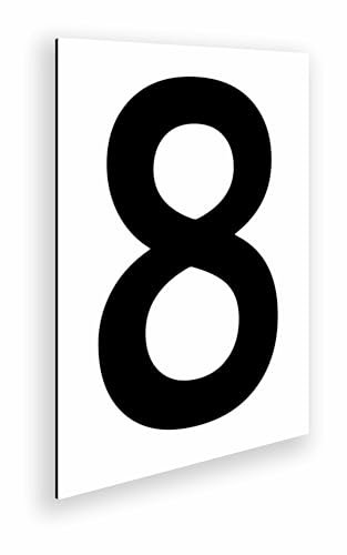 Placa Numero para Casa Exterior Aluminio 18x25 cm - Numeracion Puerta Comercios Naves Viviendas y Locales - Numeros Negros Grandes (Numero 8)