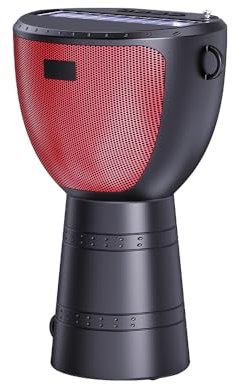 summina Bluetooth-Solar-Lautsprecher, kabellos, tragbar, für den Außenbereich, mit afrikanischer Trommelform, Taschenlampe, Wandern, Radfahren, integriertes Solarpanel, kabelloser Lautsprecher