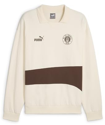 PUMA Herren FC St. Pauli ftblCULTURE+ Drill Sweat-Top L Sugared Almond Espresso Brown Beige ?Fußball-Sweatshirt in Regular Fit Herren