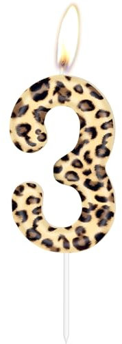 Leopard Zahl 3 Geburtstagskerze Tortendeko, Braun Leopard Muster Geburtstag Kuchen Kerze, Geburtstag Party Dekoration für Jungen Mädchen Männer Frauen